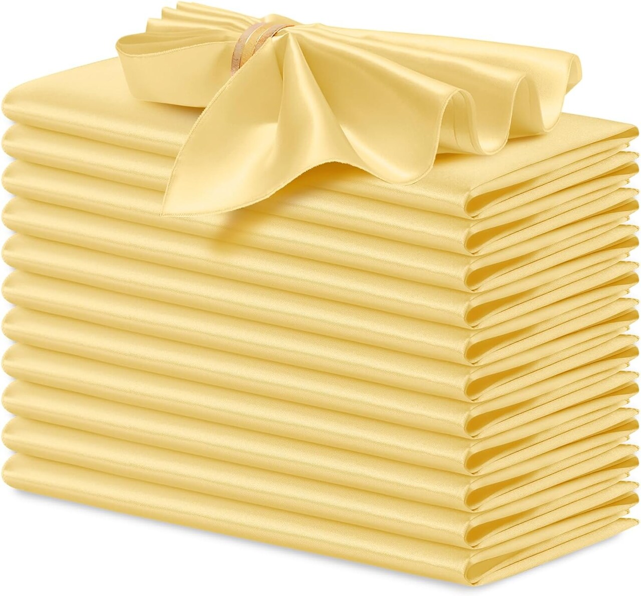 12 PCS Satin Cloth Napkins – 17×17 Inch Square Reusable Table Napkins for Wedding, Banquet & Party Decor